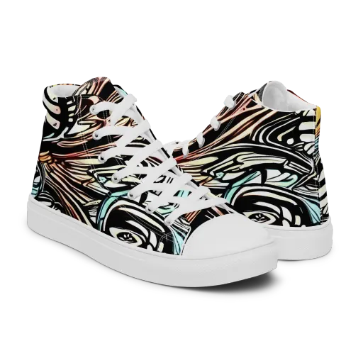 Blackwave Bloom on a Men's High Top Canvas Shoes
