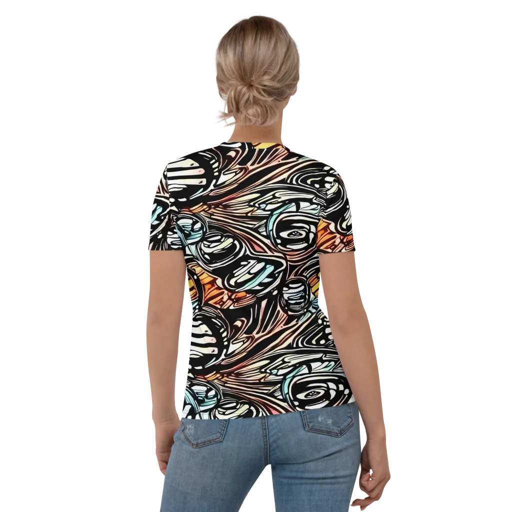 Blackwave Bloom on Women's Crew Neck T-Shirt — Back