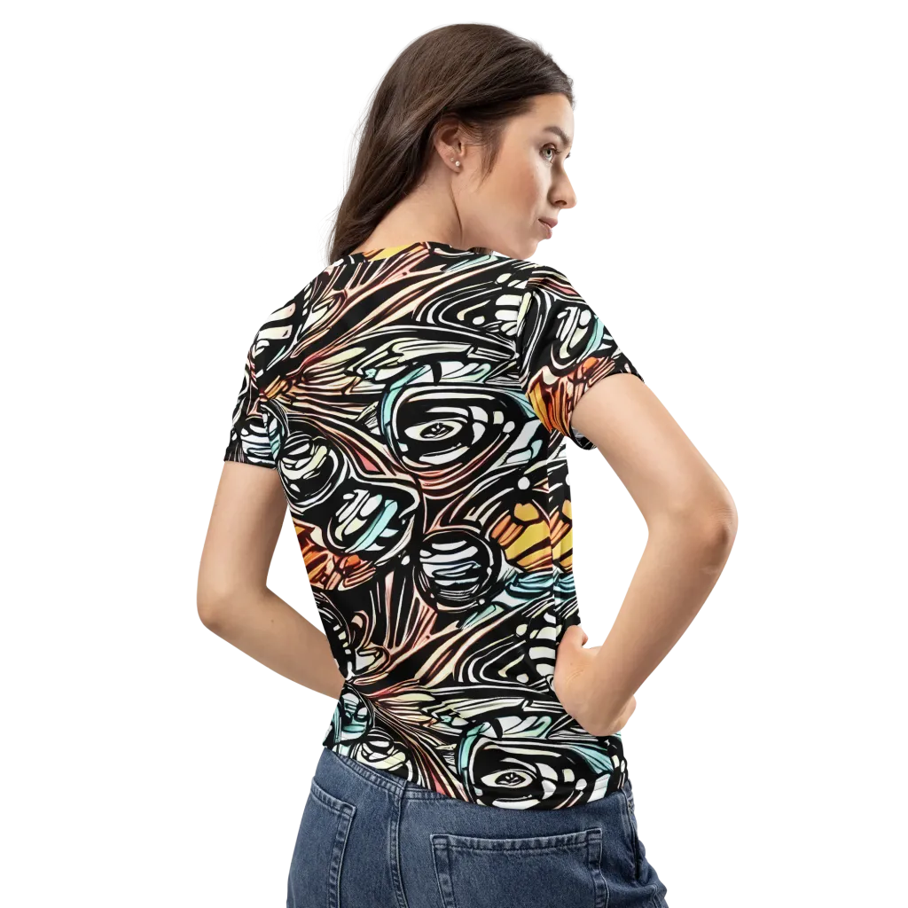 Blackwave Bloom on Women's Crew Neck T-Shirt — Back