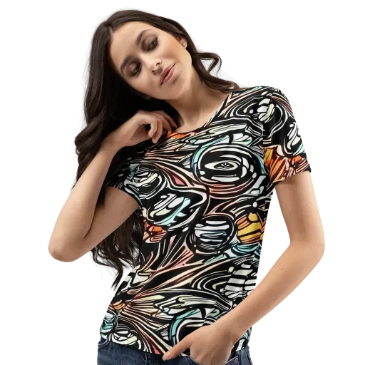 Blackwave Bloom on a Women's Crew Neck T-Shirt