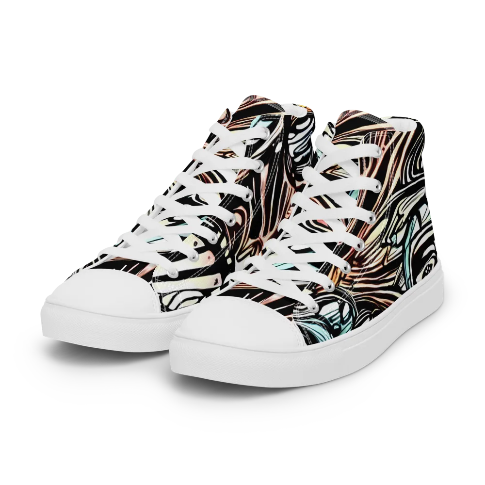 Blackwave Bloom on Women's High Top Canvas Shoes — Left Front