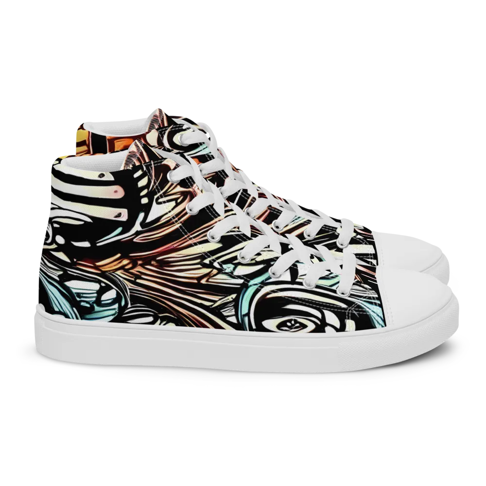 Blackwave Bloom on Women's High Top Canvas Shoes — Right