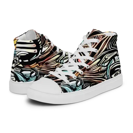 Blackwave Bloom on a Women's High Top Canvas Shoes