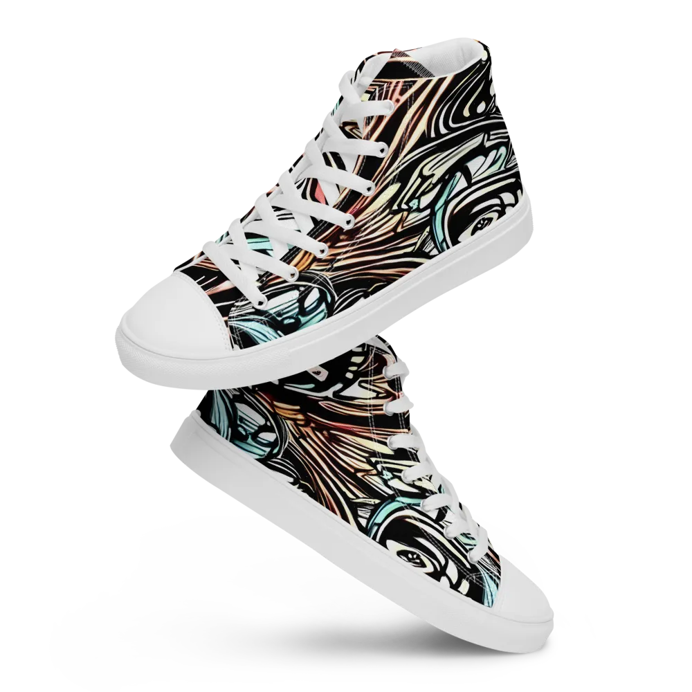 Blackwave Bloom on Women's High Top Canvas Shoes — Front