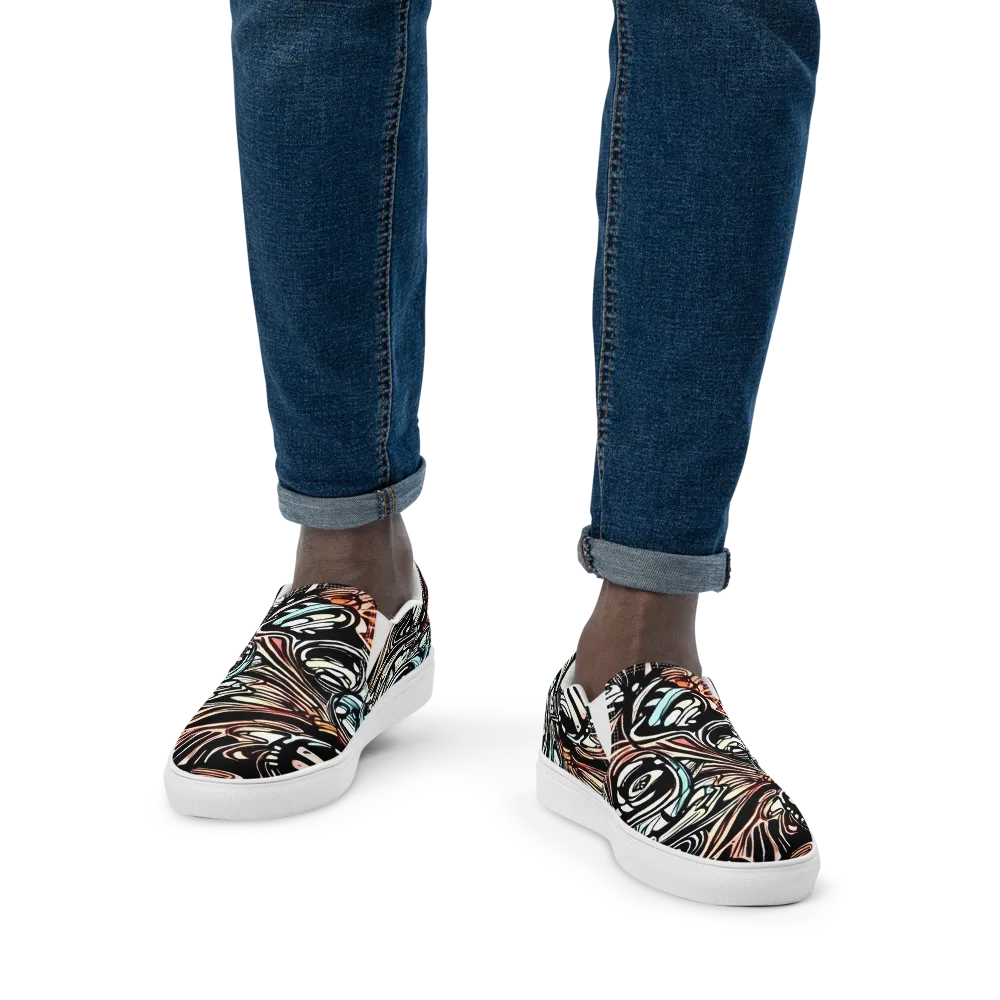 Blackwave Bloom on Men's Slip-On Canvas Shoes — Front