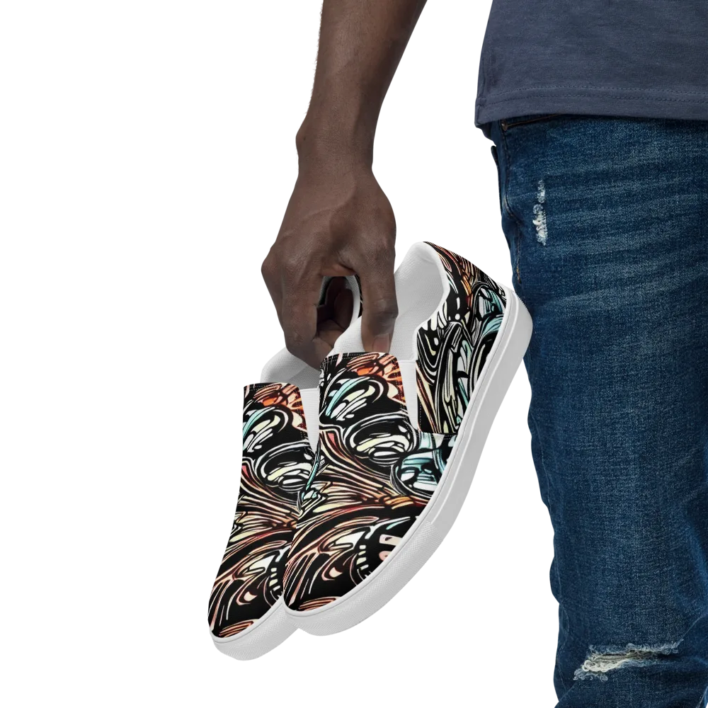 Blackwave Bloom on Men's Slip-On Canvas Shoes — Left Front