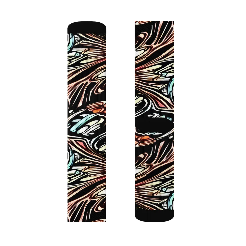 Blackwave Bloom on Socks — Left Sock