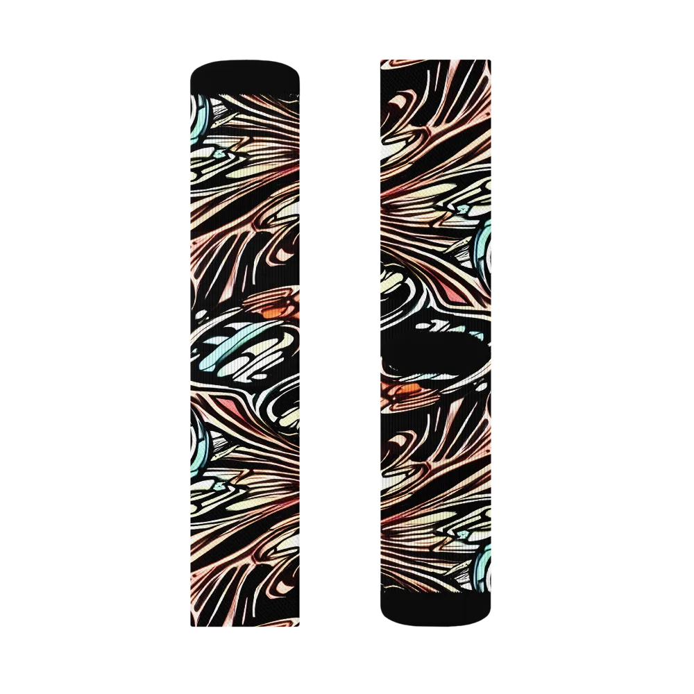 Blackwave Bloom on Socks — Right Sock