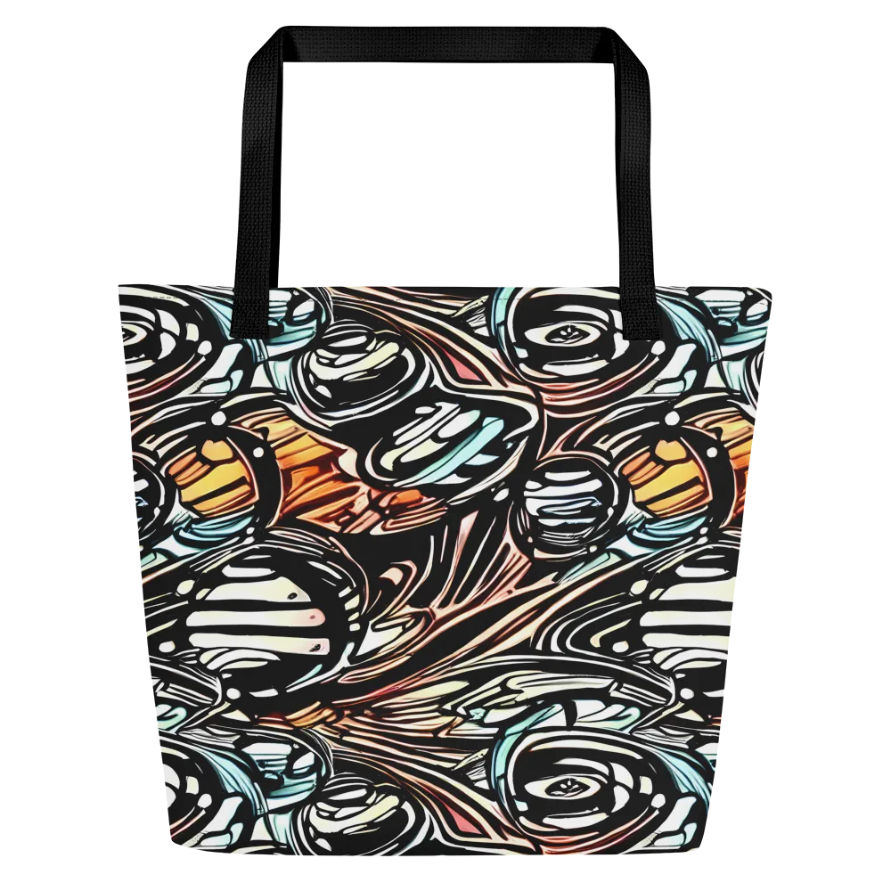 Blackwave Bloom on Large Tote Bag W/ Pocket — Front
