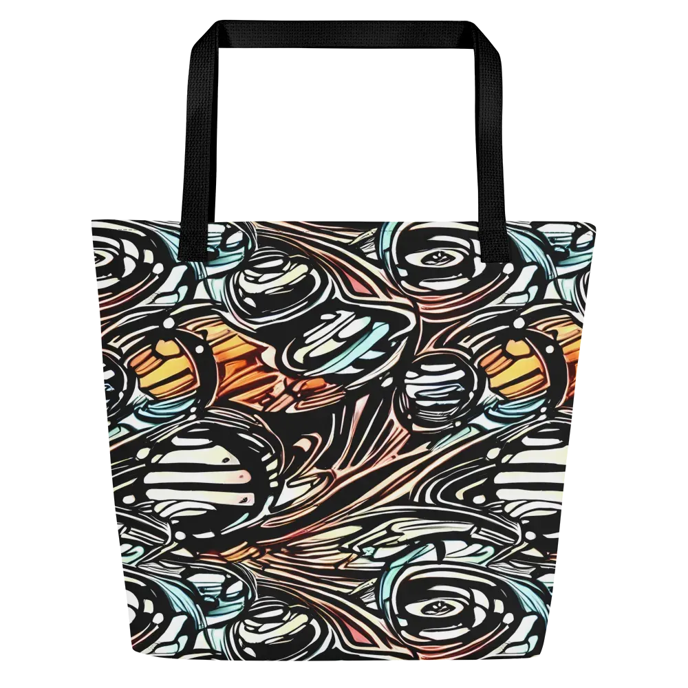 Blackwave Bloom on Large Tote Bag W/ Pocket — Front