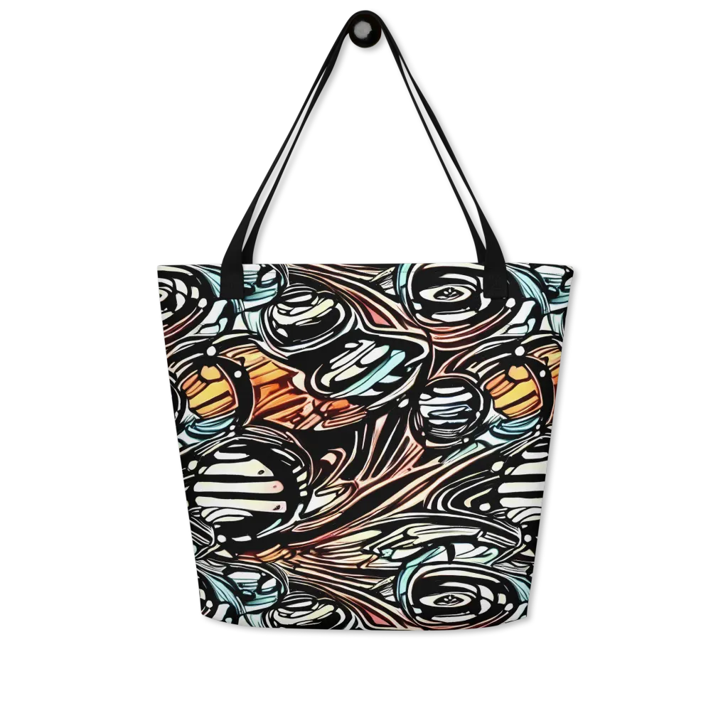 Blackwave Bloom on Large Tote Bag W/ Pocket — Front