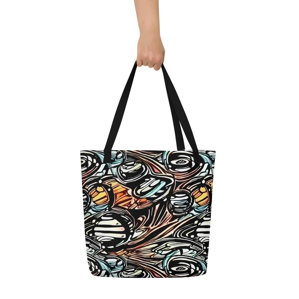Blackwave Bloom on Large Tote Bag W/ Pocket — Front