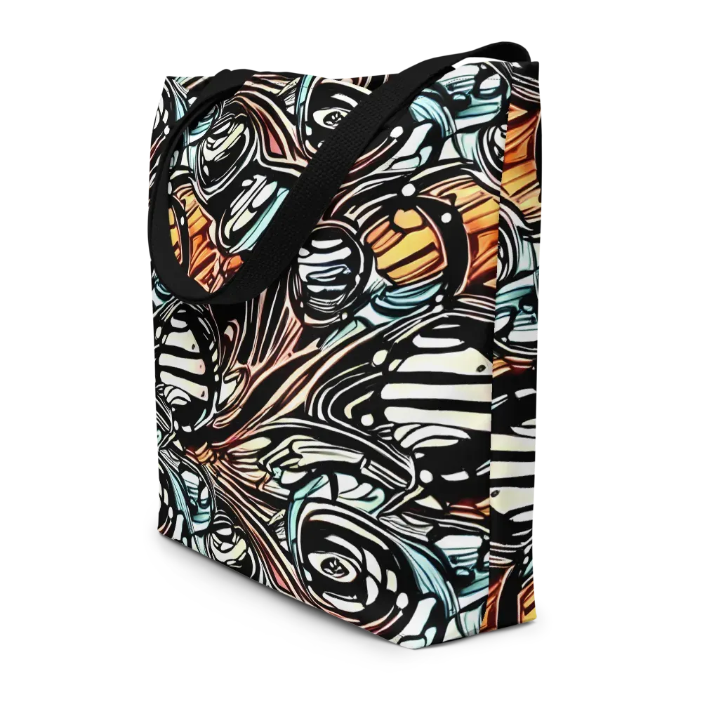 Blackwave Bloom on Large Tote Bag W/ Pocket — Front