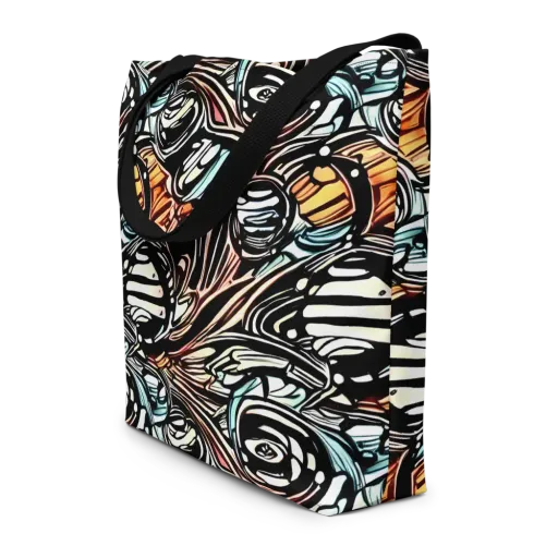 Blackwave Bloom on a Large Tote Bag W/ Pocket