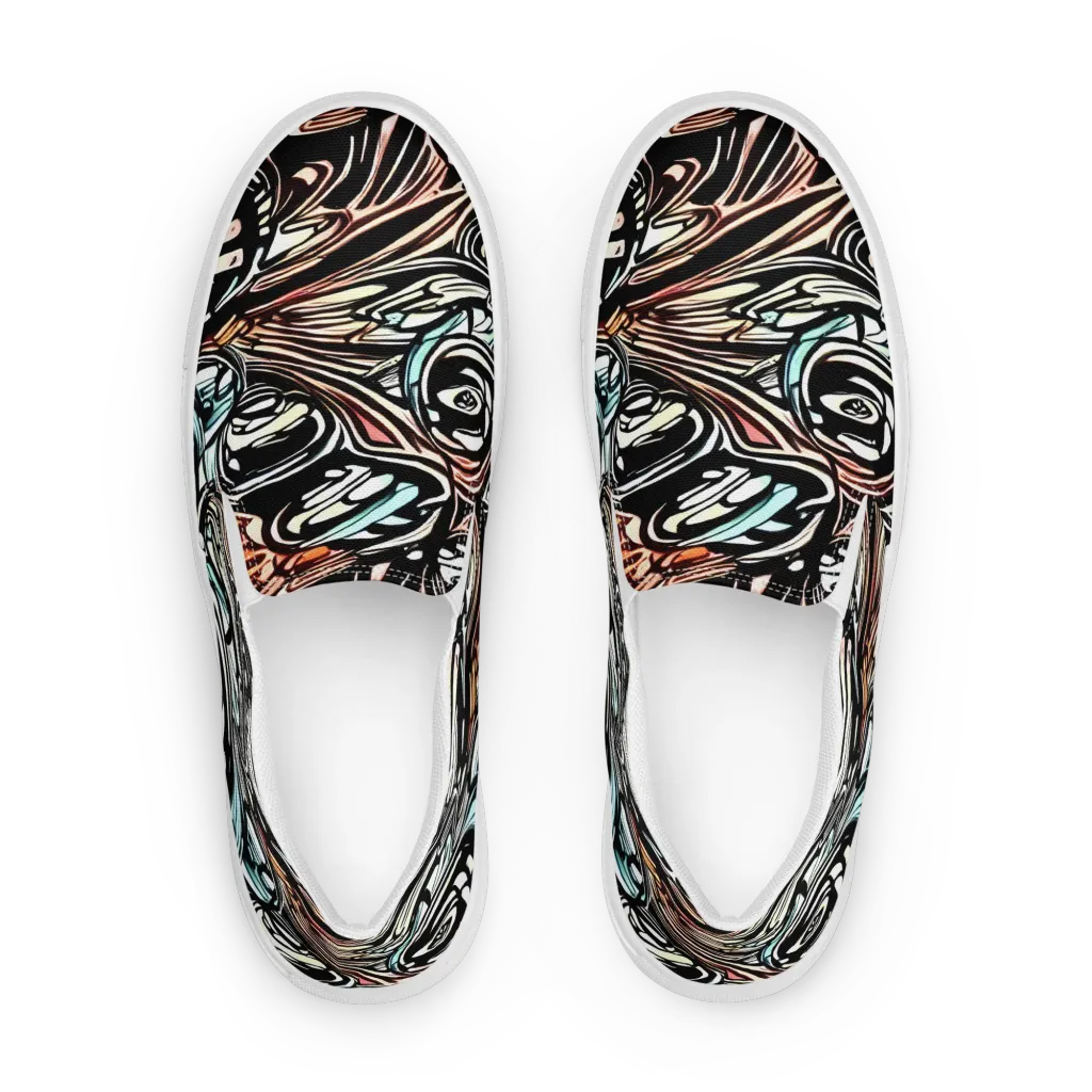 Blackwave Bloom on Women's Slip-On Canvas Shoes — Front