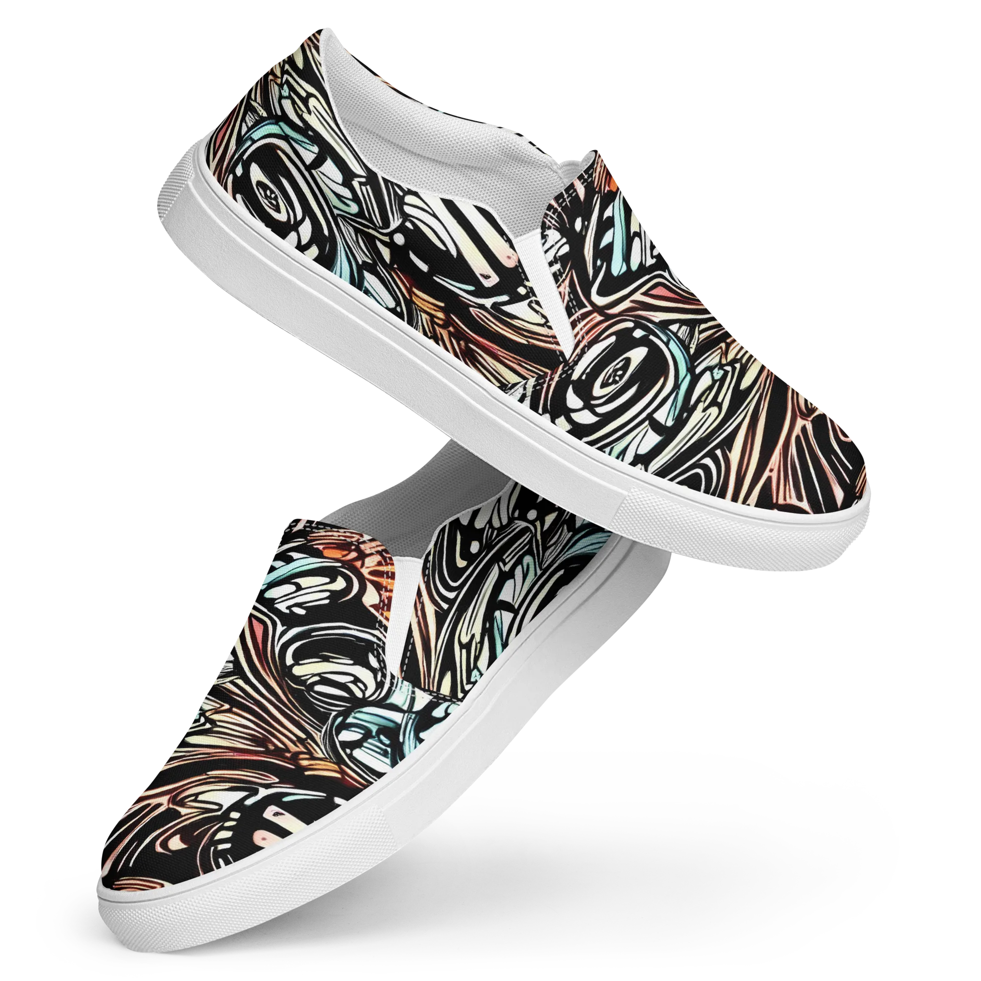 Blackwave Bloom on Women's Slip-On Canvas Shoes — Front