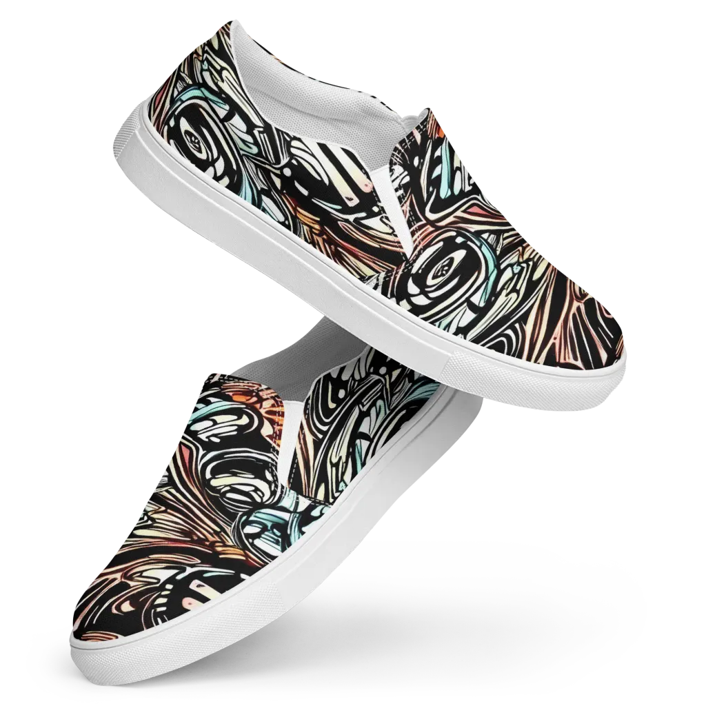 Blackwave Bloom on Women's Slip-On Canvas Shoes — Front
