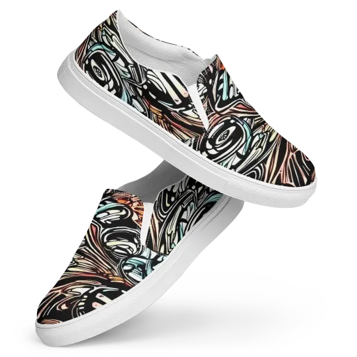 Blackwave Bloom on a Women's Slip-On Canvas Shoes