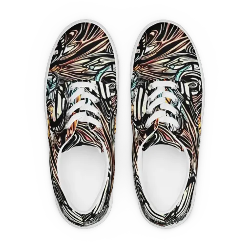 Blackwave Bloom on a Men's Lace-Up Canvas Shoes