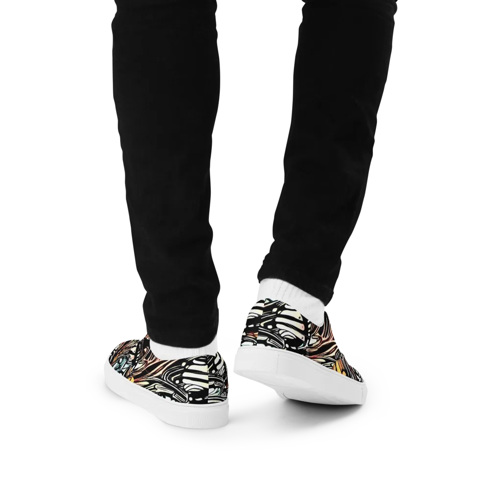 Blackwave Bloom on Men's Lace-Up Canvas Shoes — Back