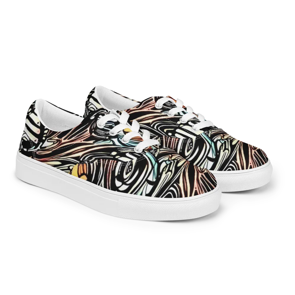 Blackwave Bloom on Men's Lace-Up Canvas Shoes — Right Front