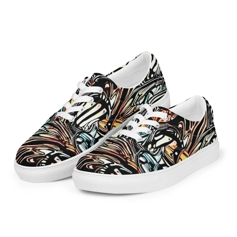 Blackwave Bloom on Men's Lace-Up Canvas Shoes — Left Front