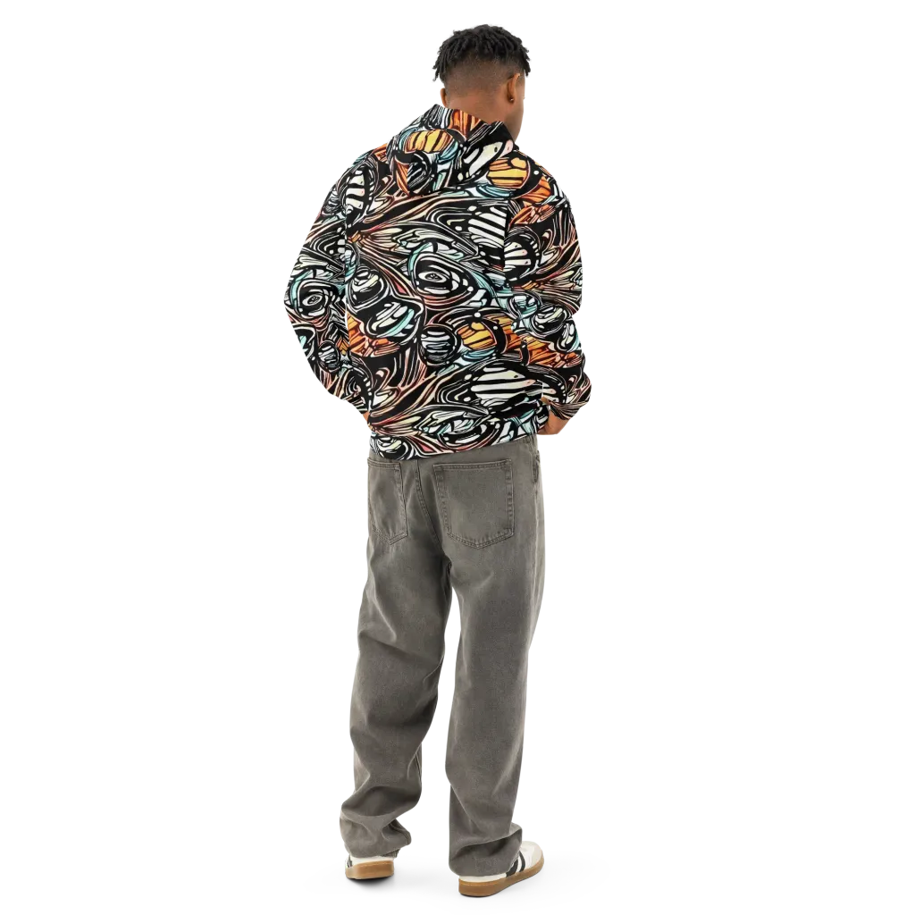 Blackwave Bloom on Cotton Hoodie — Back