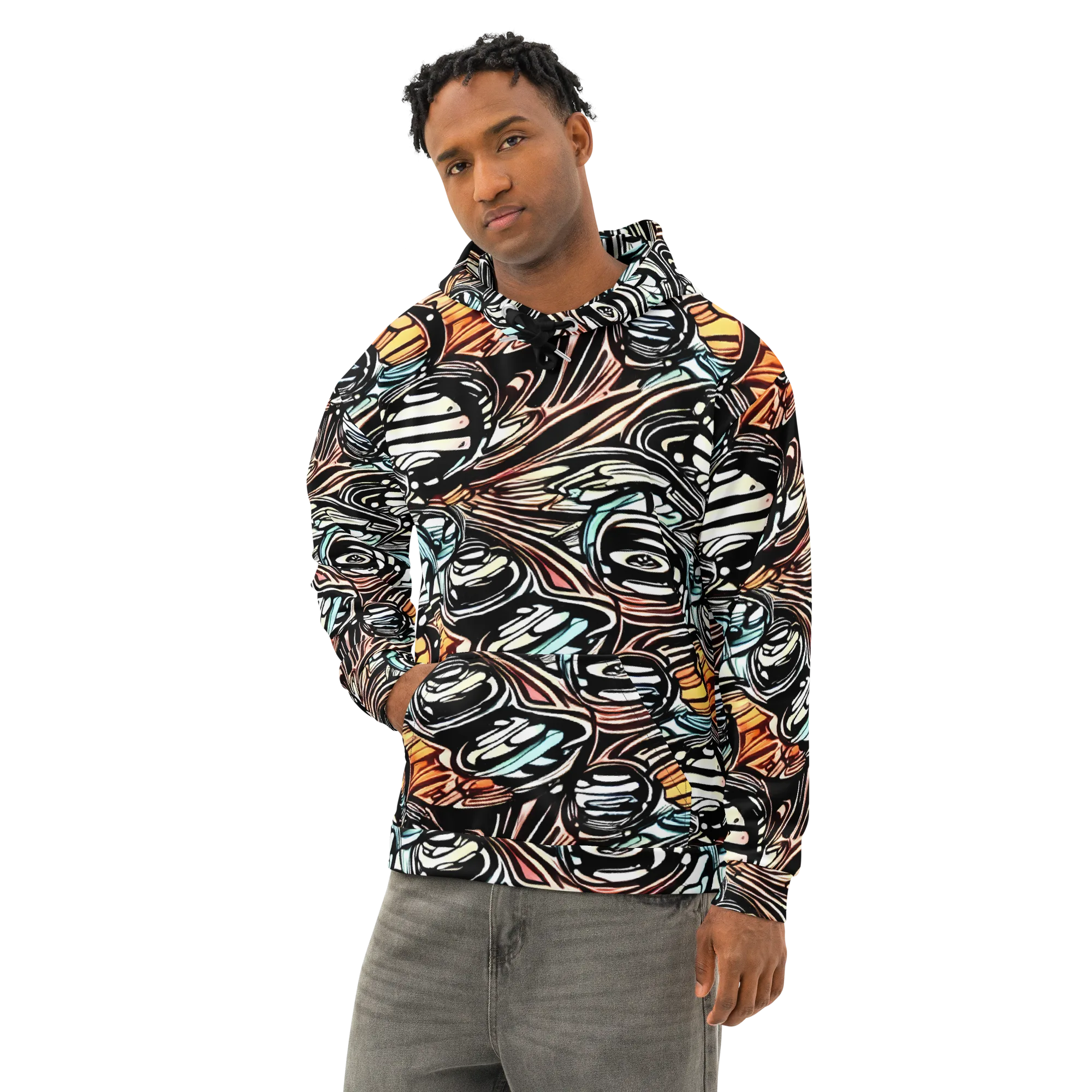 Blackwave Bloom on Cotton Hoodie — Left Front