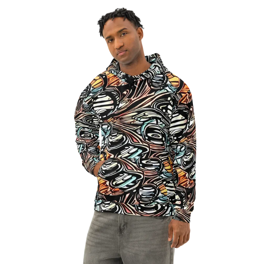 Blackwave Bloom on Cotton Hoodie — Left Front