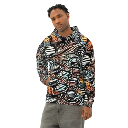 Blackwave Bloom on a Cotton Hoodie