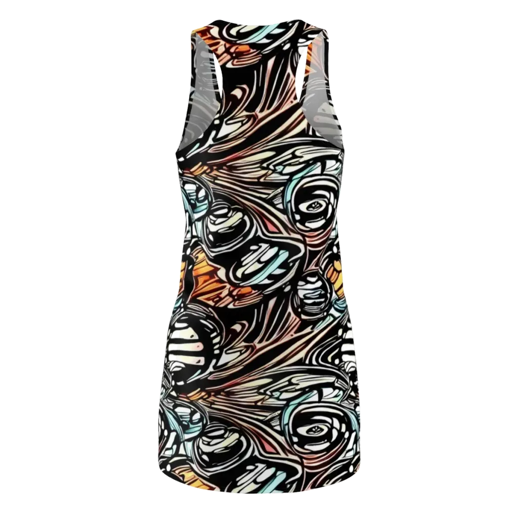 Blackwave Bloom on Racerback Dress — Back