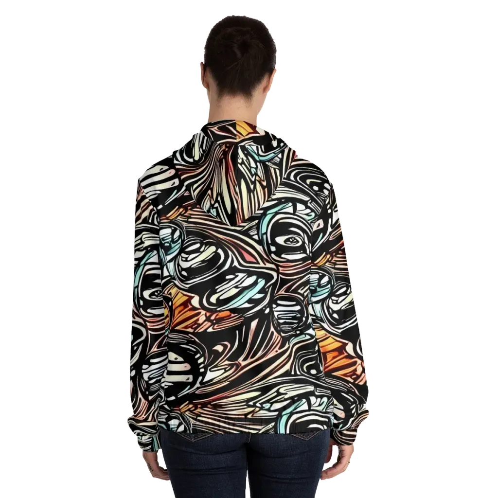Blackwave Bloom on Women's Full-Zip Hoodie — Back On Person