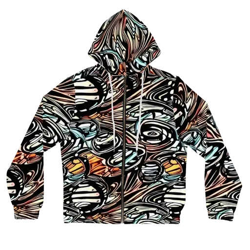 Blackwave Bloom on a Women's Full-Zip Hoodie