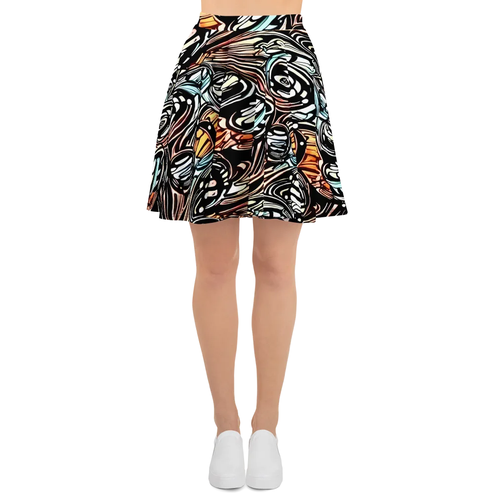 Blackwave Bloom on Skater Skirt — Front