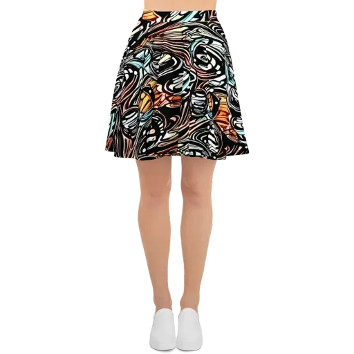 Blackwave Bloom on a Skater Skirt