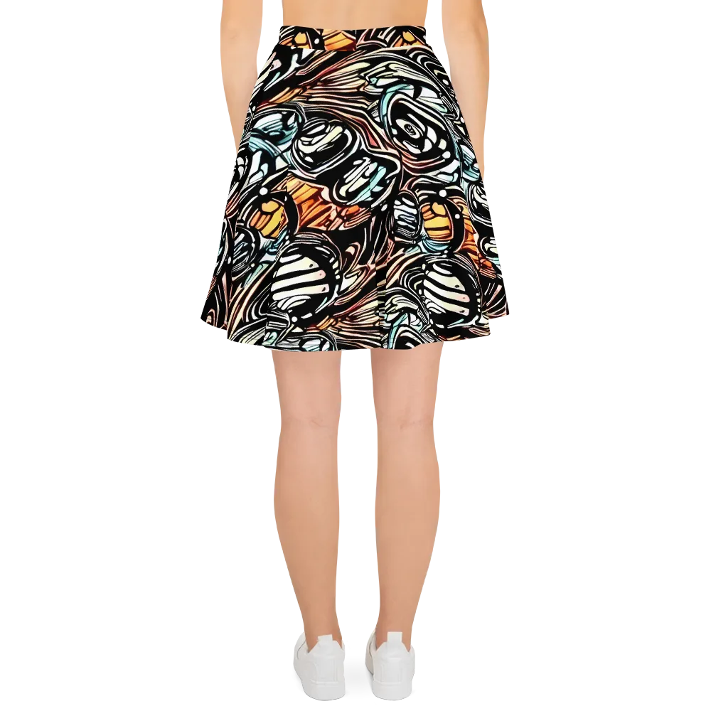 Blackwave Bloom on Skater Skirt — Back
