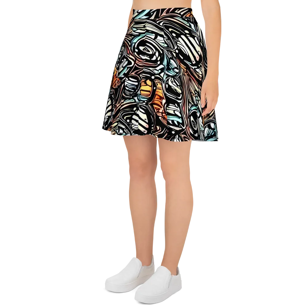 Blackwave Bloom on Skater Skirt — Left