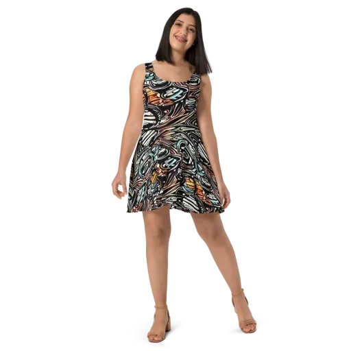 Blackwave Bloom on a Skater Dress