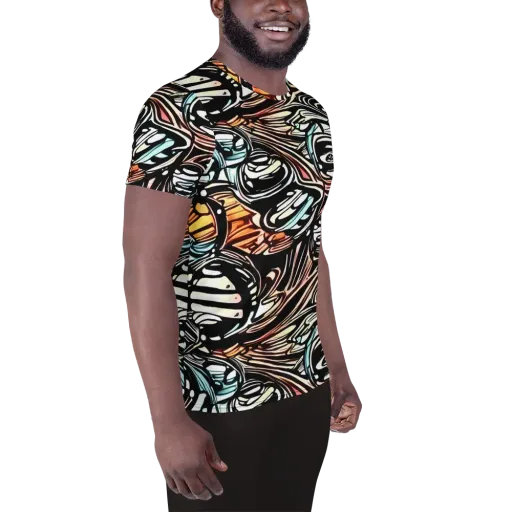 Blackwave Bloom on a Men's Athletic T-Shirt