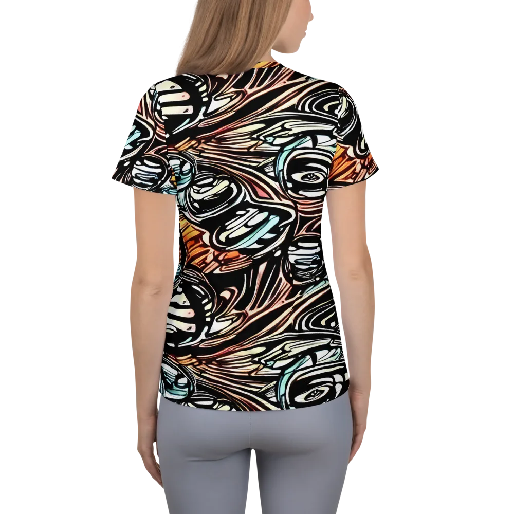 Blackwave Bloom on Women's Athletic T-Shirt — Back