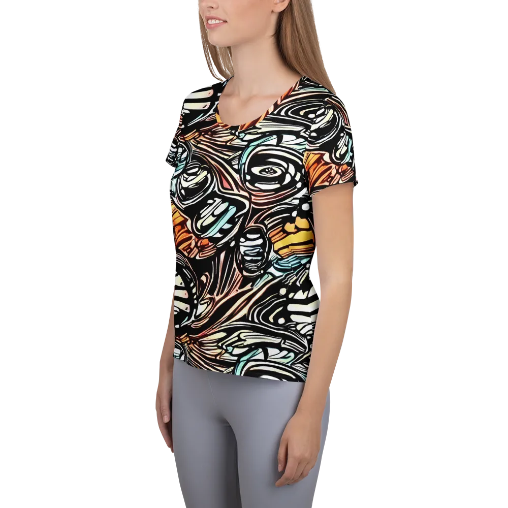 Blackwave Bloom on Women's Athletic T-Shirt — Left
