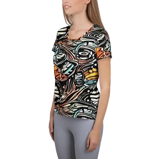 Blackwave Bloom on a Women's Athletic T-Shirt