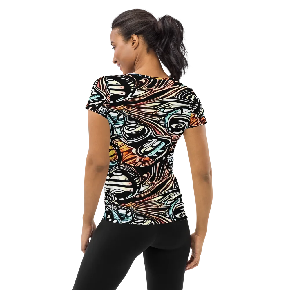 Blackwave Bloom on Women's Athletic T-Shirt — Back
