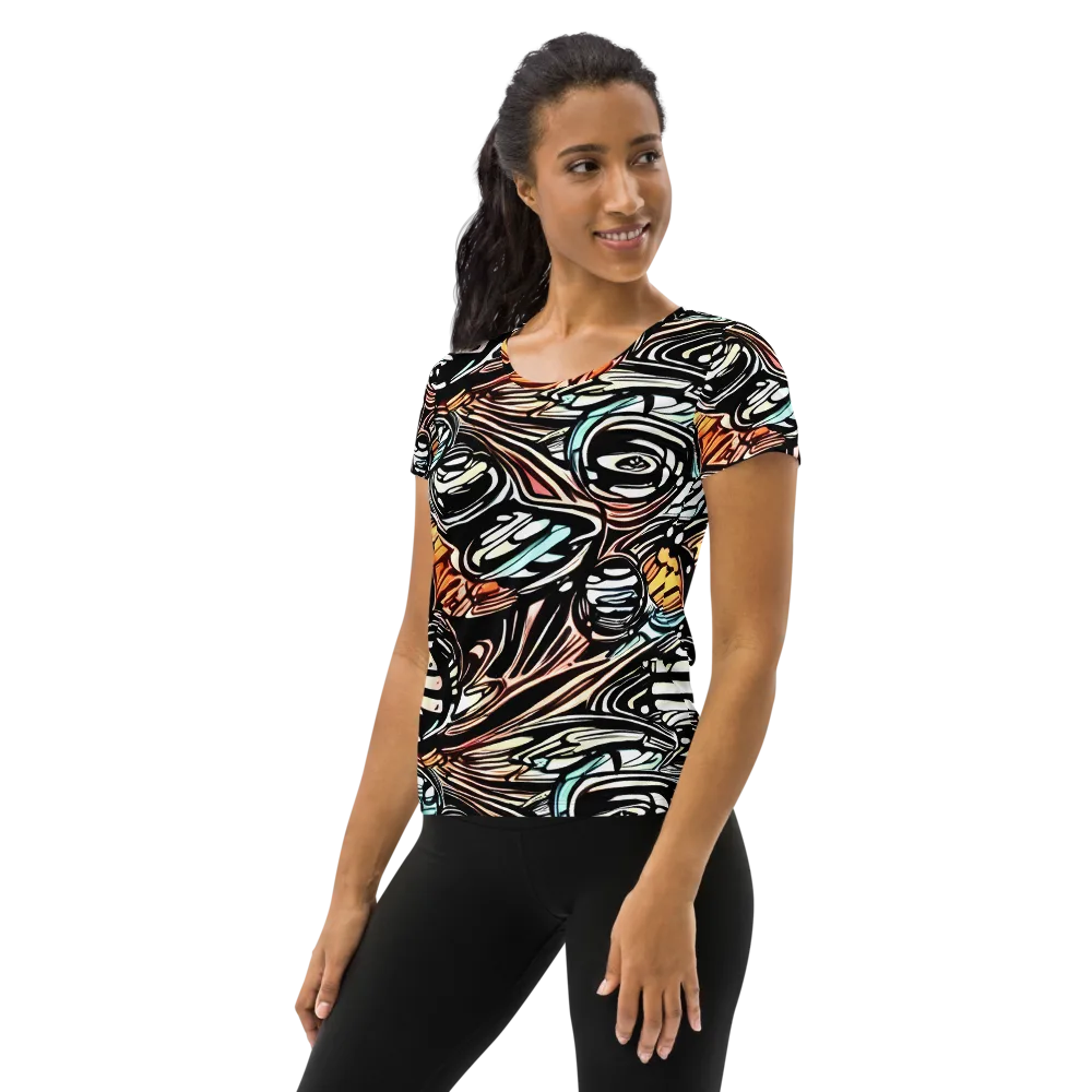 Blackwave Bloom on Women's Athletic T-Shirt — Left