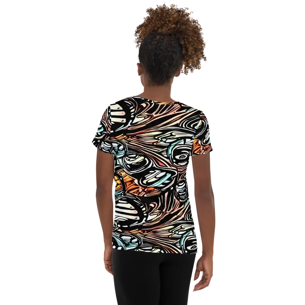 Blackwave Bloom on Women's Athletic T-Shirt — Back