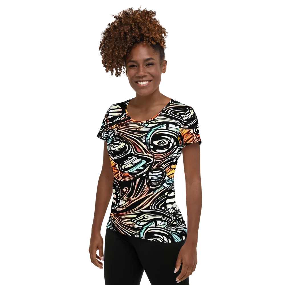Blackwave Bloom on Women's Athletic T-Shirt — Left