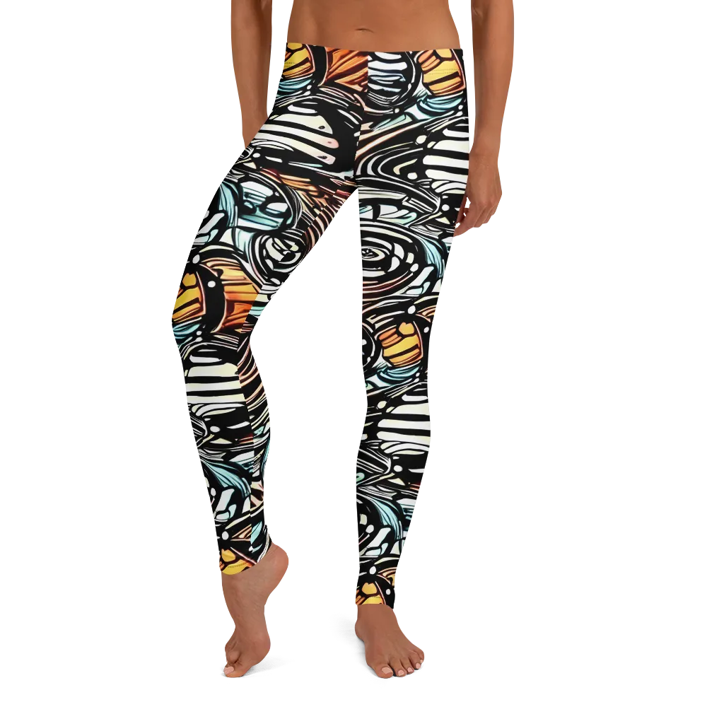 Blackwave Bloom on Leggings — Front