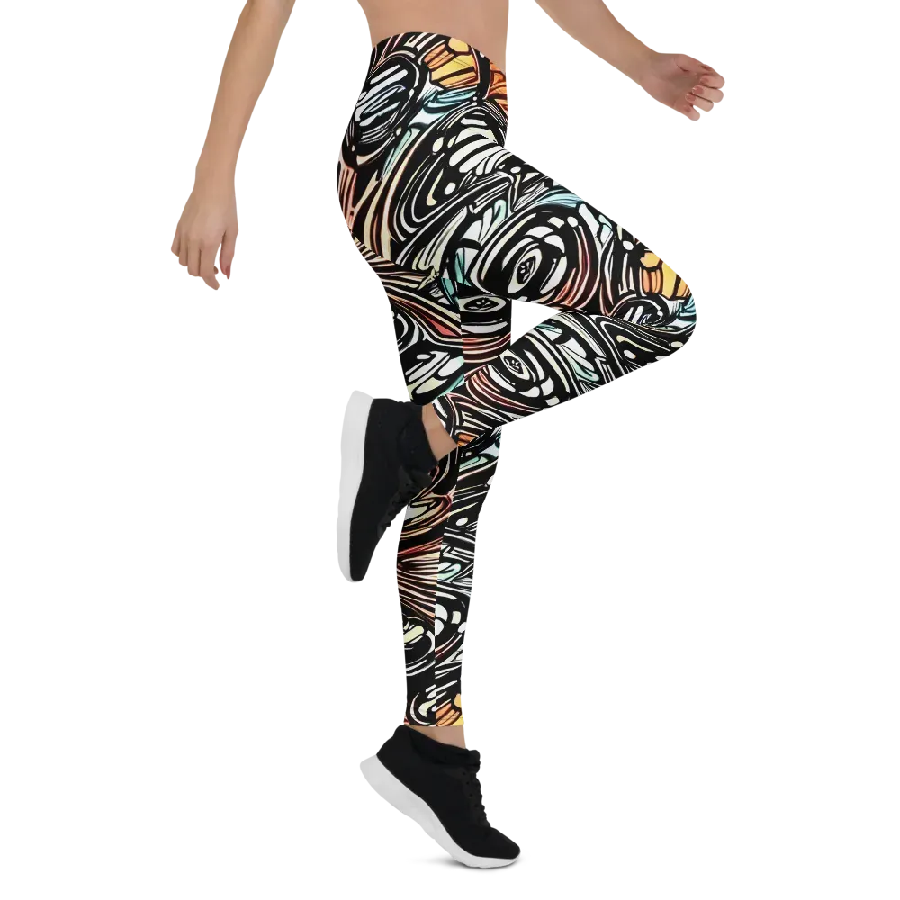 Blackwave Bloom on Leggings — Right