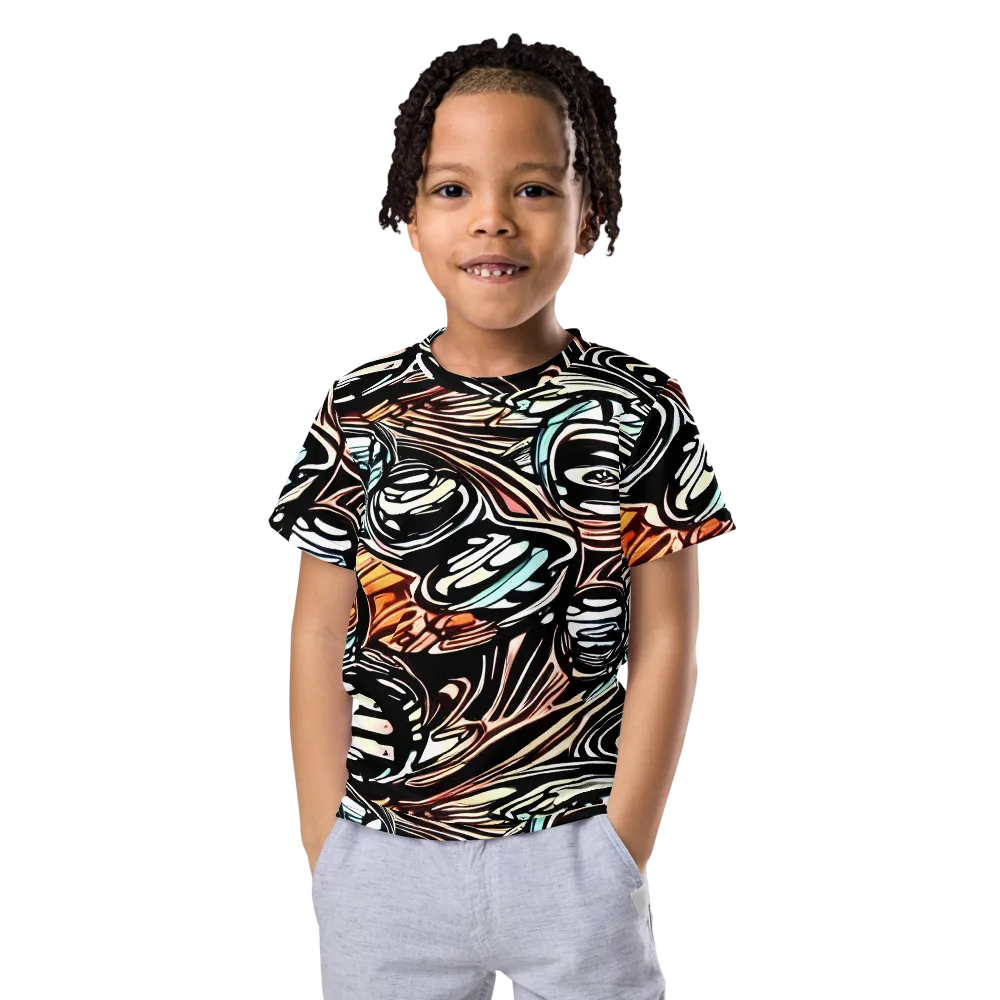 Blackwave Bloom on Kids Crew Neck T-Shirt — Front