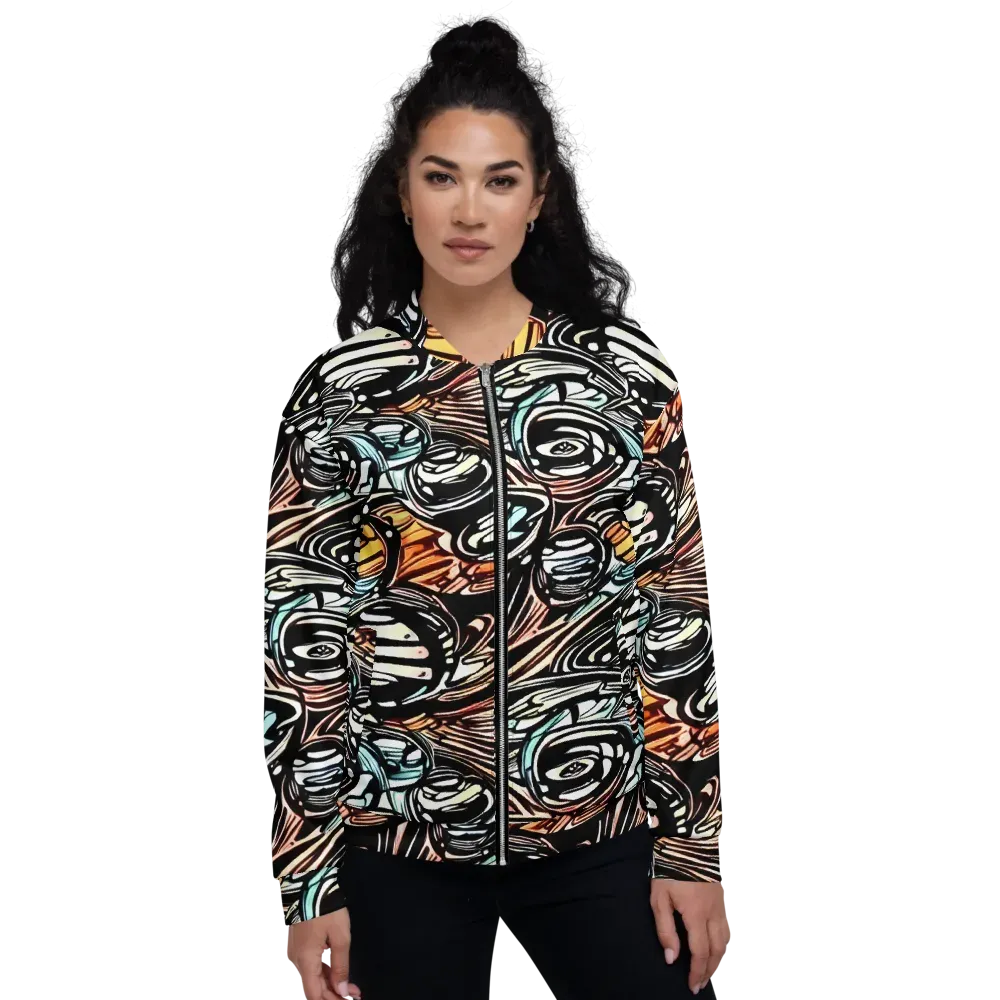 Blackwave Bloom on Bomber Jacket — Front